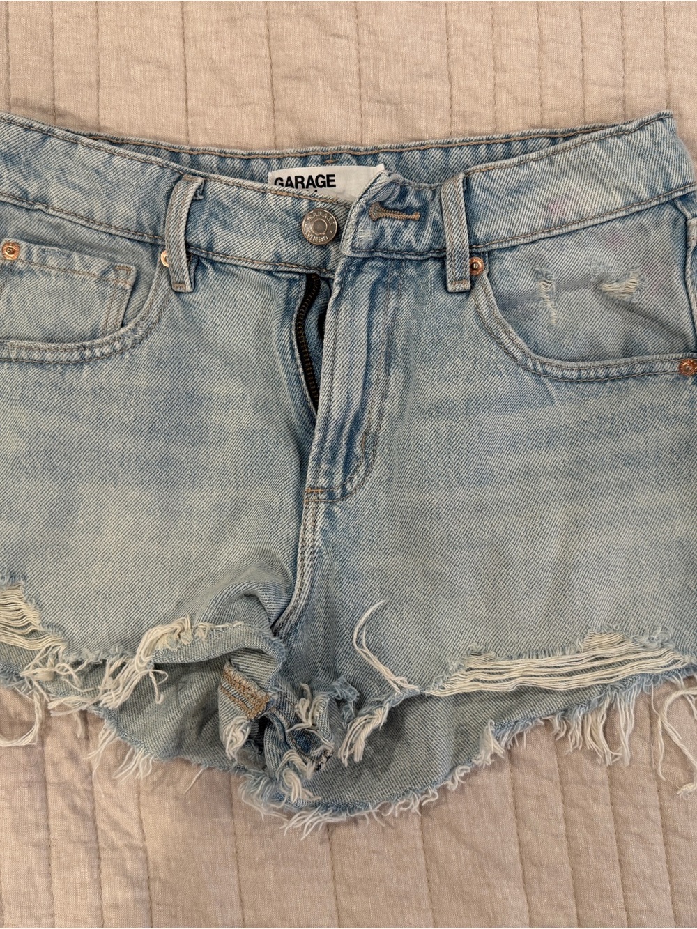 Garage Distressed Light Blue Denim Cutoff Shorts